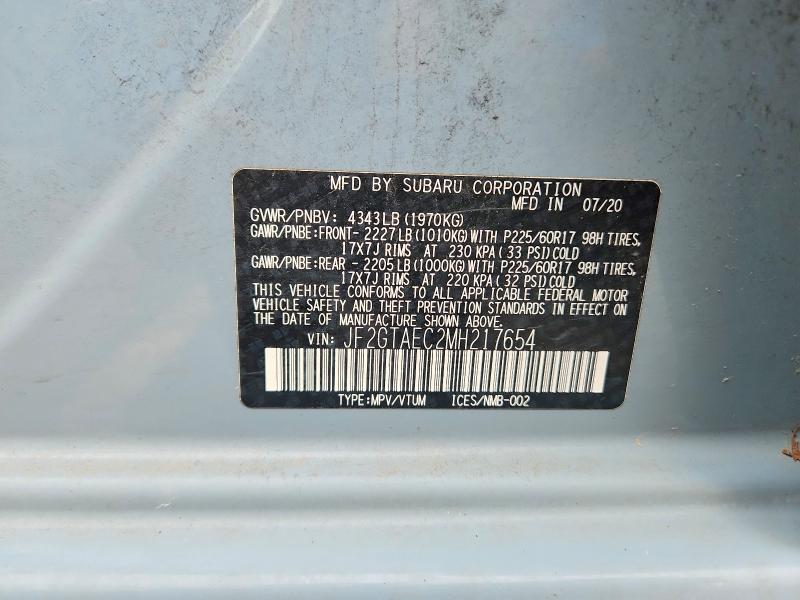 2021 Subaru Crosstrek მანქანა იყიდება აუქციონზე, vin: JF2GTAEC2MH217654, აუქციონის ნომერი: 57734506