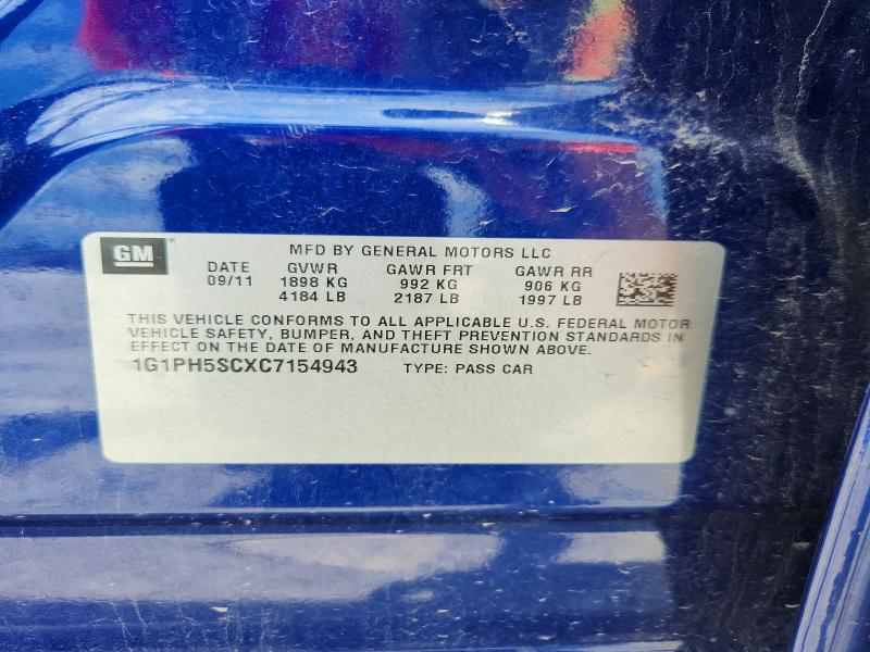 Продажа на аукционе авто 2012 Chevrolet Cruze, vin: 1G1PH5SCXC7154943, номер лота: 56414496