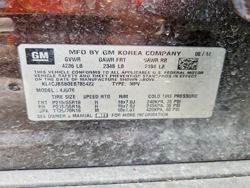 55055946 :رقم المزاد ، KL4CJBSB0EB785422 vin ، 2014 Buick Encore مزاد بيع