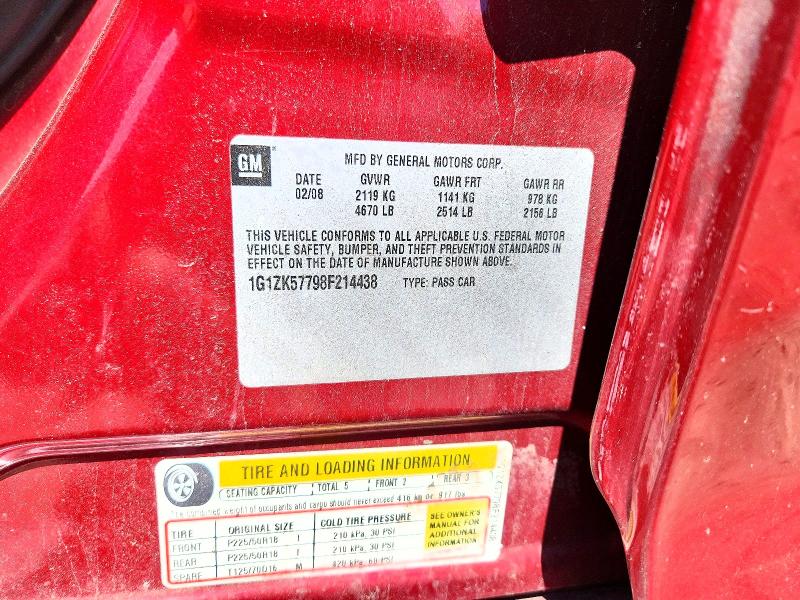 2008 Chevrolet Malibu მანქანა იყიდება აუქციონზე, vin: 1G1ZK57798F214438, აუქციონის ნომერი: 56677156