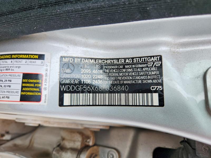 56177066 :رقم المزاد ، WDDGF56X68F036840 vin ، 2008 Mercedes-benz C مزاد بيع