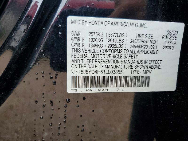 Продажа на аукционе авто 2020 Acura Mdx, vin: 5J8YD4H51LL038551, номер лота: 56453446
