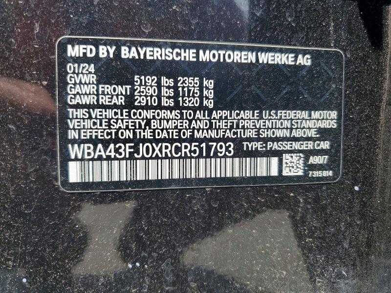 Aukcja sprzedaży 2024 Bmw 530, vin: WBA43FJ0XRCR51793, numer aukcji: 57495186