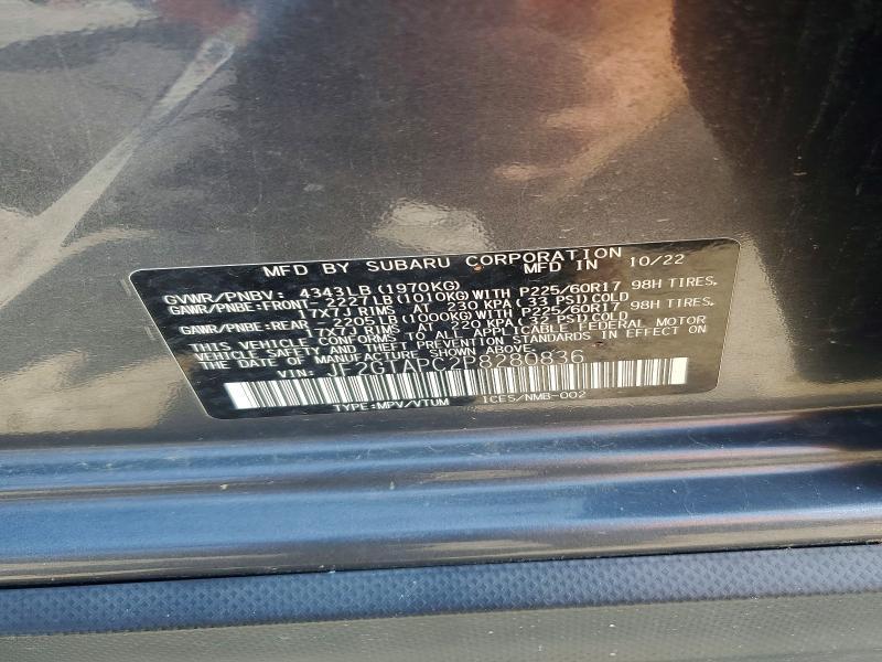 2023 Subaru Crosstrek მანქანა იყიდება აუქციონზე, vin: JF2GTAPC2P8280836, აუქციონის ნომერი: 59150766