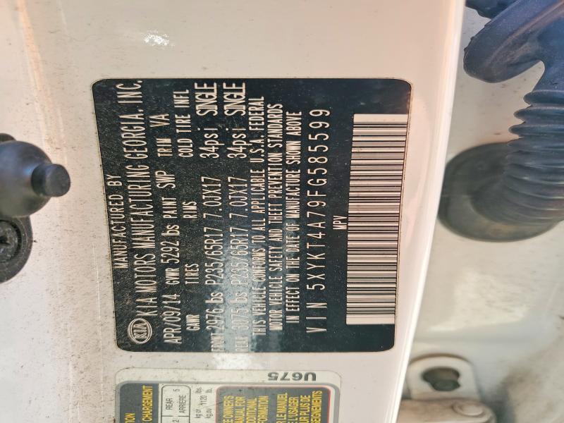 56960686 :رقم المزاد ، 5XYKT4A79FG585599 vin ، 2015 Kia Sorento مزاد بيع