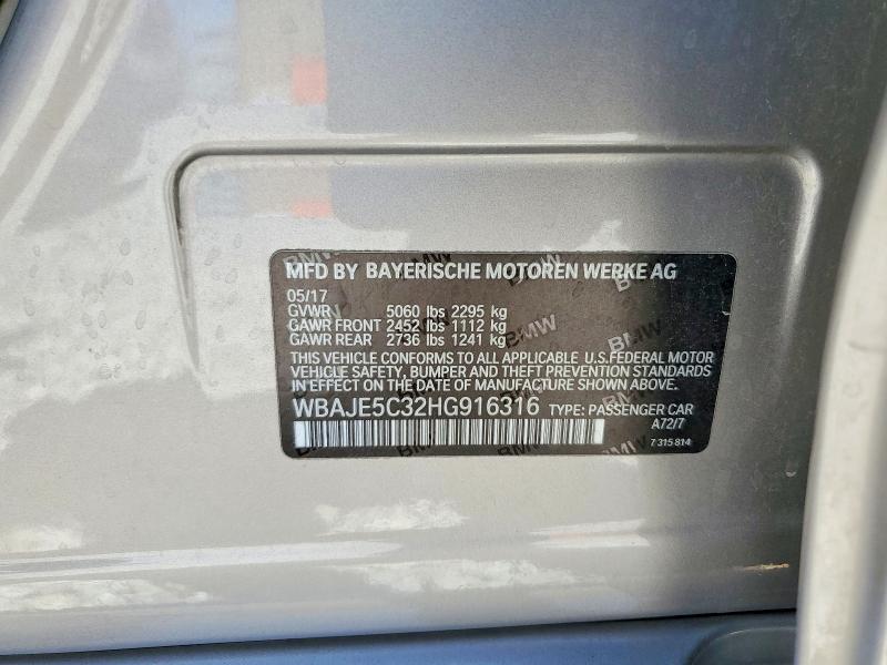 Продаж на аукціоні авто 2017 Bmw 540, vin: WBAJE5C32HG916316, номер лоту: 59149976