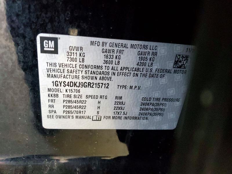 Продажа на аукционе авто 2016 Cadillac Escalade, vin: 1GYS4DKJ9GR215712, номер лота: 56539446