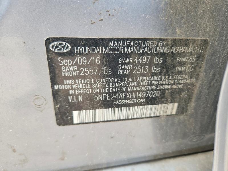 2017 Hyundai Sonata მანქანა იყიდება აუქციონზე, vin: 5NPE24AFXHH497020, აუქციონის ნომერი: 56546316