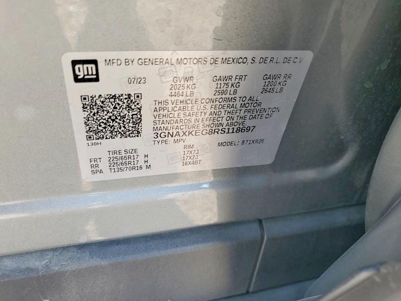 Aukcja sprzedaży 2024 Chevrolet Equinox, vin: 3GNAXKEG8RS118697, numer aukcji: 58444656