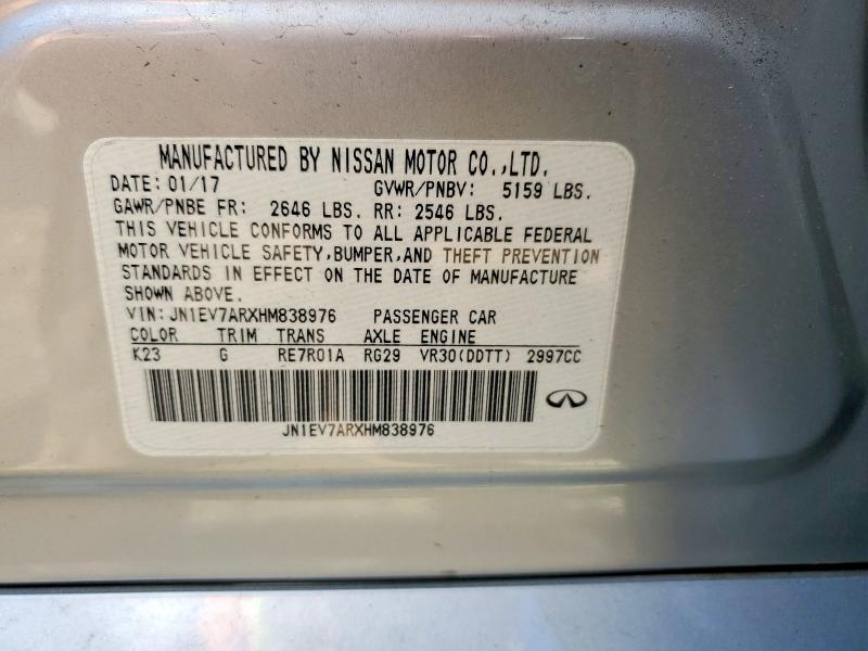 Продажа на аукционе авто 2017 Infiniti Q50, vin: JN1EV7ARXHM838976, номер лота: 55723426