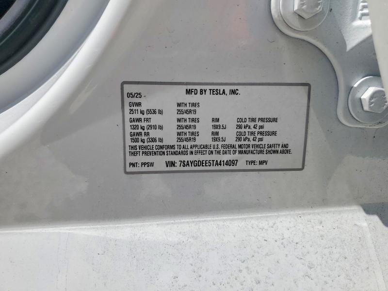 58969646 :رقم المزاد ، 7SAYGDEE5TA414097 vin ، 2026 Tesla Model Y مزاد بيع