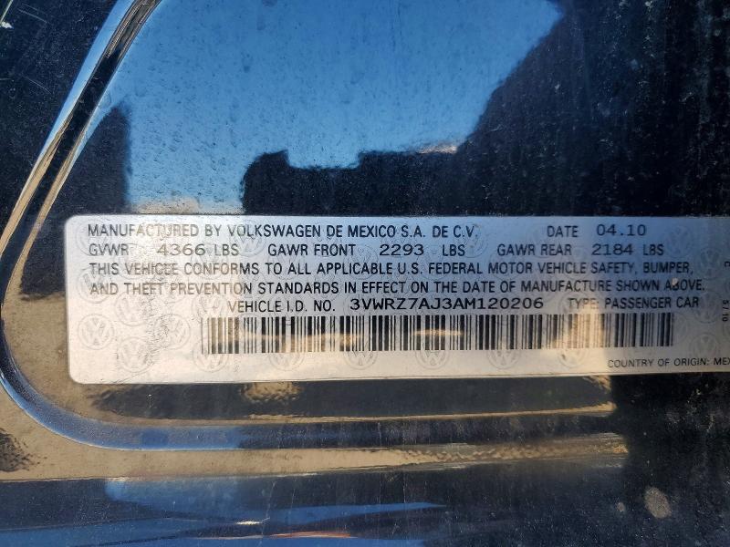 Aukcja sprzedaży 2010 Volkswagen Jetta, vin: 3VWRZ7AJ3AM120206, numer aukcji: 57494206