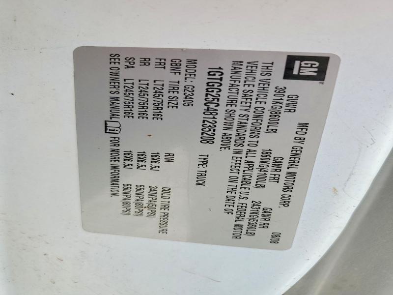 57568216 :رقم المزاد ، 1GTGG25C481235208 vin ، 2008 Gmc Savana مزاد بيع