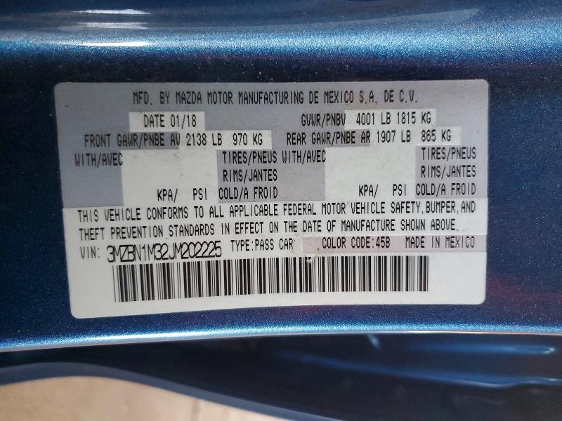 Продаж на аукціоні авто 2018 Mazda 3, vin: 3MZBN1M32JM202225, номер лоту: 56698886