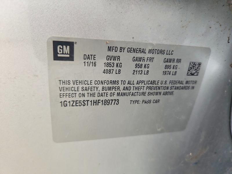 59291476 :رقم المزاد ، 1G1ZE5ST1HF189773 vin ، 2017 Chevrolet Malibu مزاد بيع