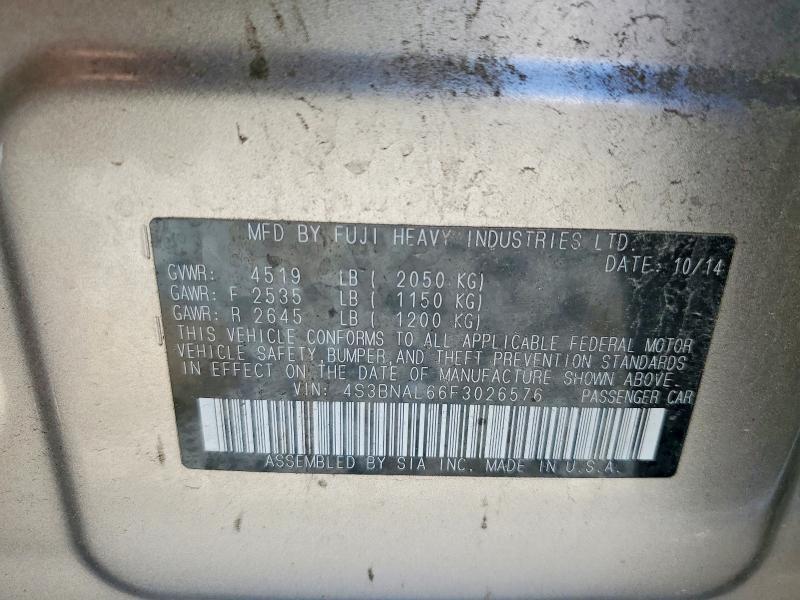Aukcja sprzedaży 2015 Subaru Legacy, vin: 4S3BNAL66F3026576, numer aukcji: 58039186