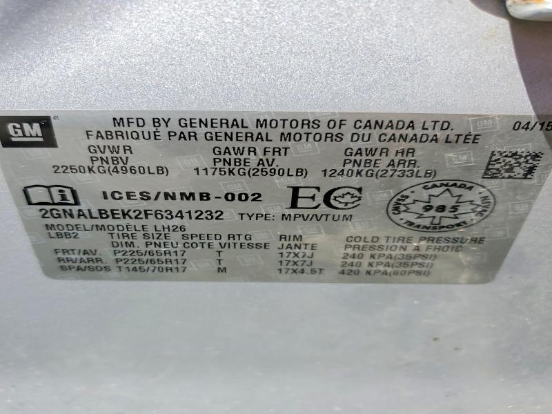 Продажа на аукционе авто 2015 Chevrolet Equinox, vin: 2GNALBEK2F6341232, номер лота: 57230766