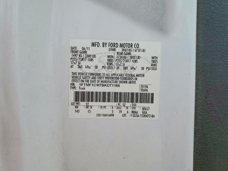 2011 Ford F150 მანქანა იყიდება აუქციონზე, vin: 1FTMF1CM7BKD71166, აუქციონის ნომერი: 59093536