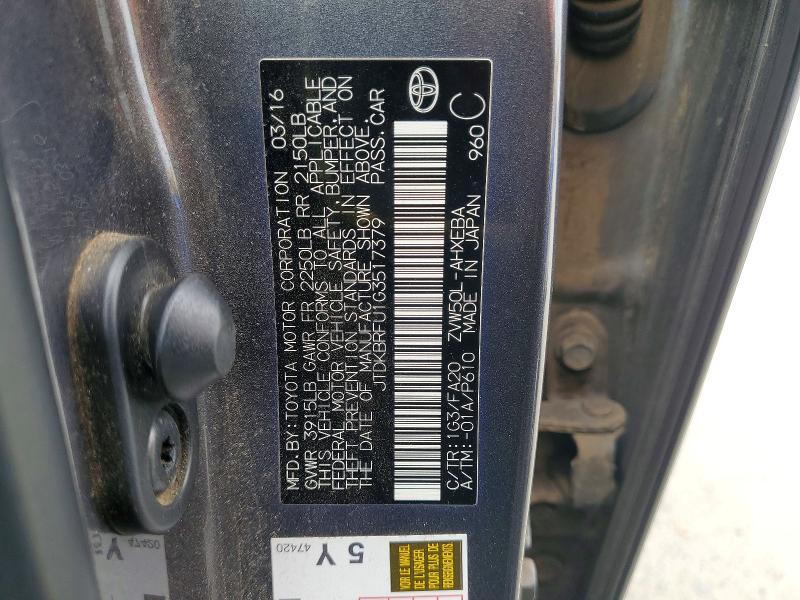 Продажа на аукционе авто 2016 Toyota Prius, vin: JTDKBRFU1G3517379, номер лота: 55641016