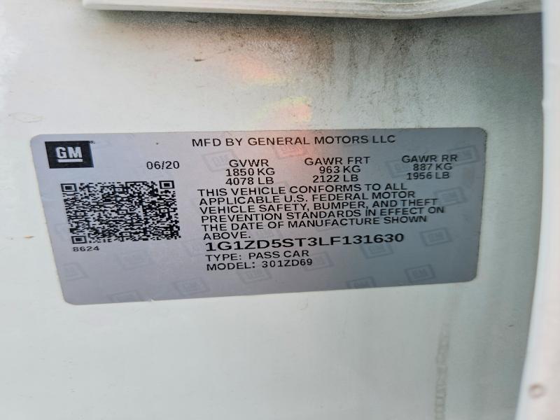 Aukcja sprzedaży 2020 Chevrolet Malibu, vin: 1G1ZD5ST3LF131630, numer aukcji: 58311576