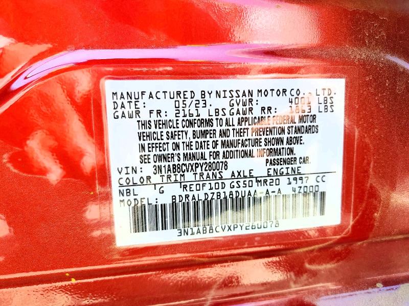 Aukcja sprzedaży 2023 Nissan Sentra, vin: 3N1AB8CVXPY280078, numer aukcji: 57192356