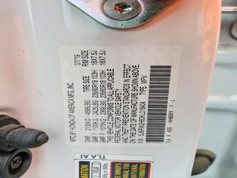 Aukcja sprzedaży 2019 Honda Cr-v, vin: 5J6RW2H83KL018404, numer aukcji: 58289736