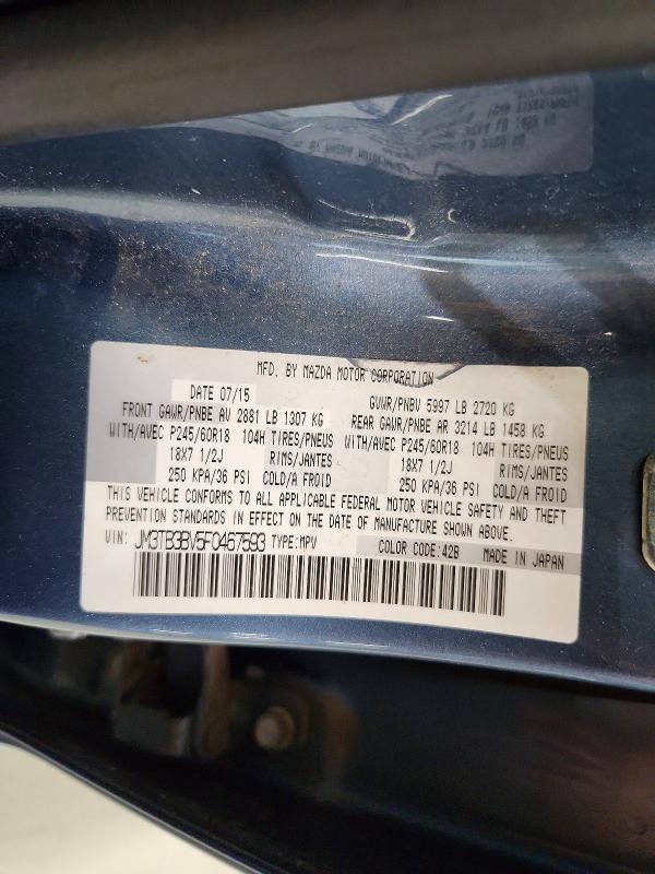 58114296 :رقم المزاد ، JM3TB3BV5F0467593 vin ، 2015 Mazda Cx-9 مزاد بيع