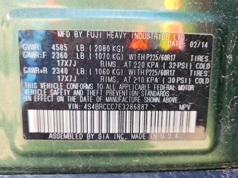 Продажа на аукционе авто 2014 Subaru Outback, vin: 4S4BRCCC7E3286887, номер лота: 55581946