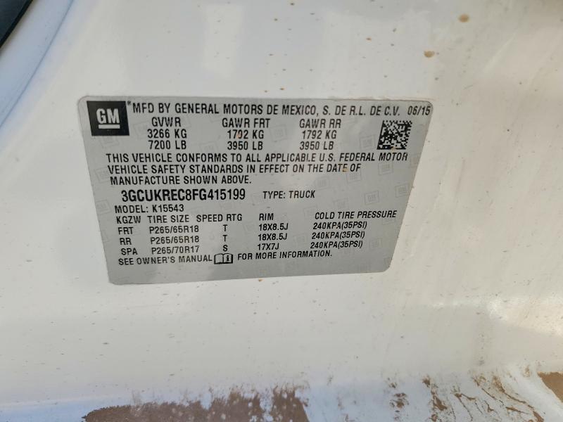 2015 Chevrolet Silverado მანქანა იყიდება აუქციონზე, vin: 3GCUKREC8FG415199, აუქციონის ნომერი: 58967856