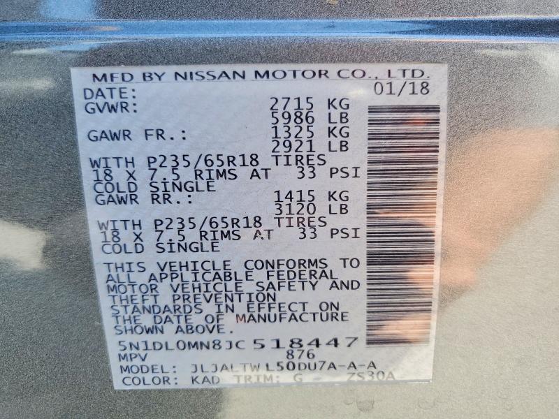 Aukcja sprzedaży 2018 Infiniti Qx60, vin: 5N1DL0MN8JC518447, numer aukcji: 56575806