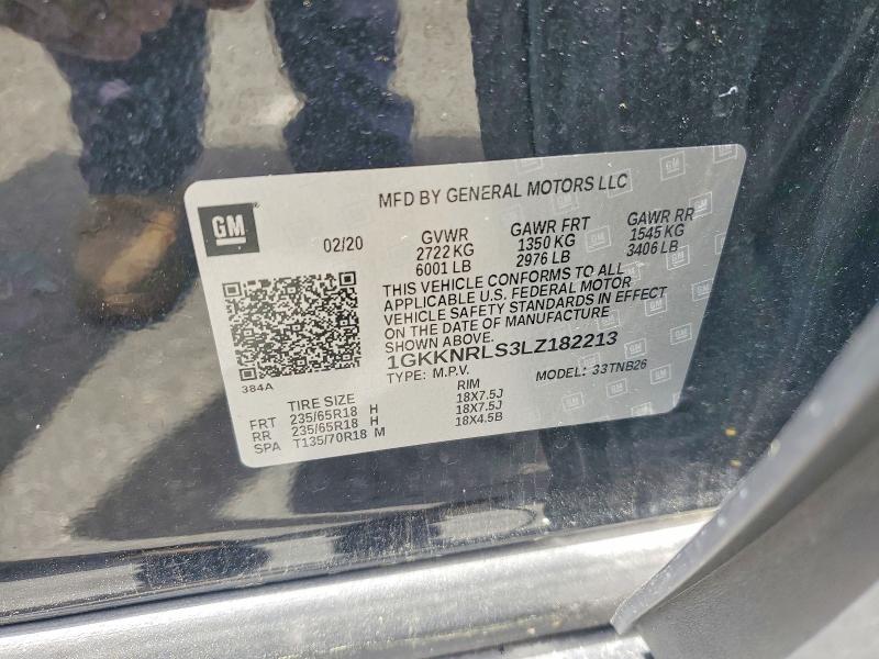 55141026 :رقم المزاد ، 1GKKNRLS3LZ182213 vin ، 2020 Gmc Acadia مزاد بيع