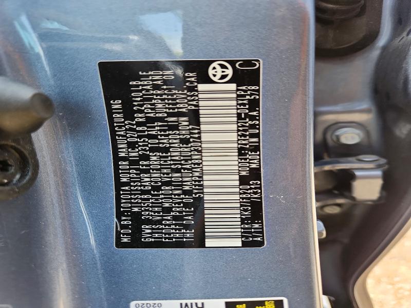 Aukcja sprzedaży 2022 Toyota Corolla, vin: 5YFEPMAE8NP307447, numer aukcji: 56745116