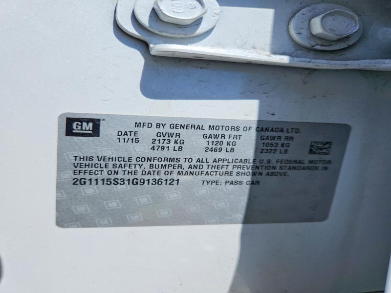 Продаж на аукціоні авто 2016 Chevrolet Impala, vin: 2G1115S31G9136121, номер лоту: 55638026