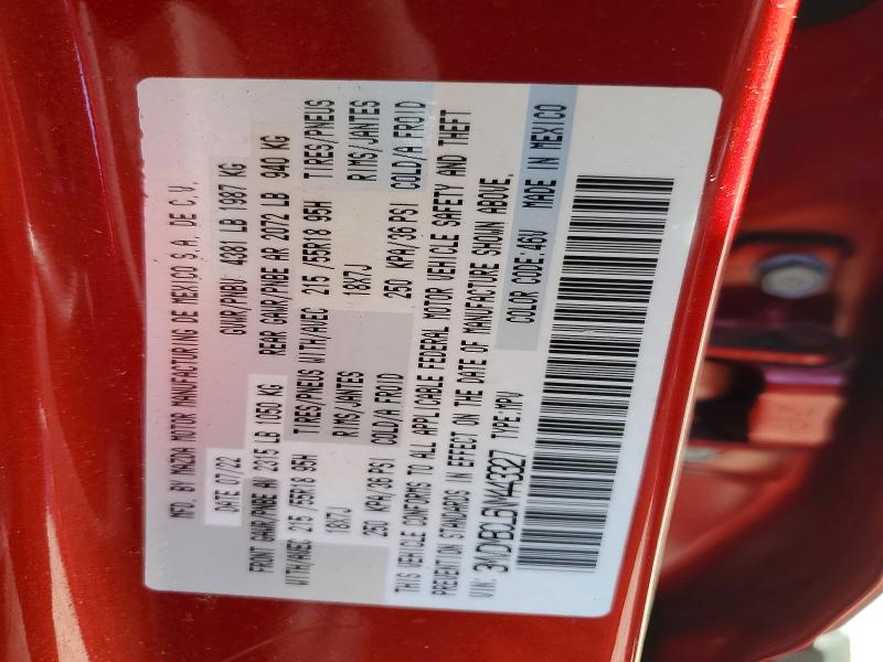 58569736 :رقم المزاد ، 3MVDMBCL6NM443327 vin ، 2022 Mazda Cx-30 مزاد بيع