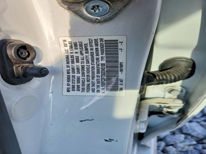 Продажа на аукционе авто 2016 Honda Civic, vin: 19XFC2F73GE045100, номер лота: 58731666