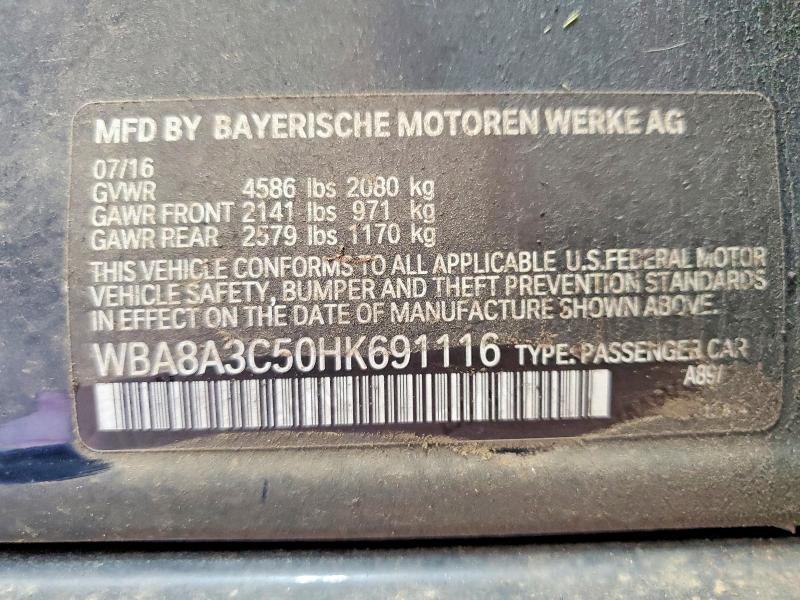 2017 Bmw 320 მანქანა იყიდება აუქციონზე, vin: WBA8A3C50HK691116, აუქციონის ნომერი: 55519116