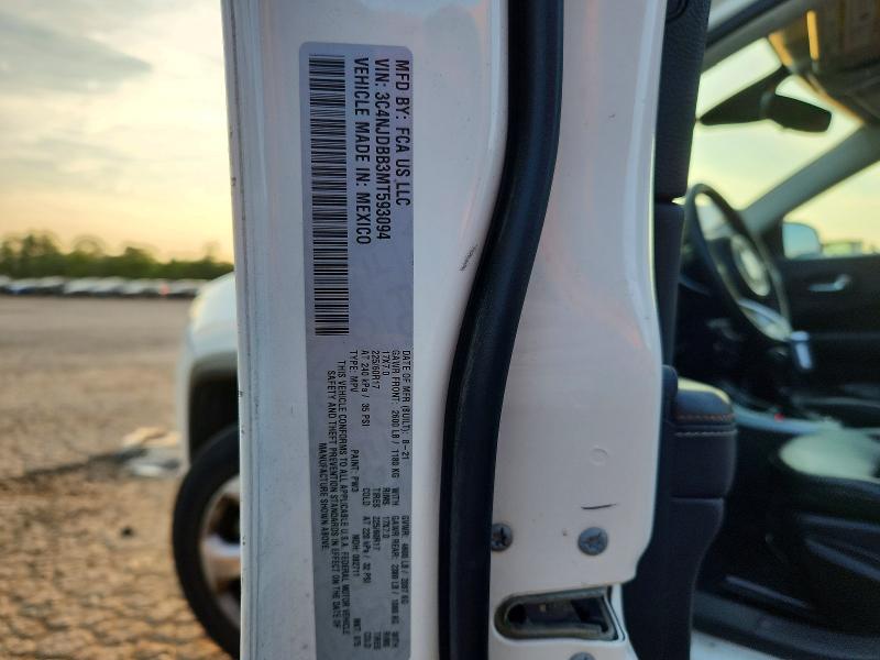 2021 Jeep Compass მანქანა იყიდება აუქციონზე, vin: 3C4NJDBB3MT593094, აუქციონის ნომერი: 56847186