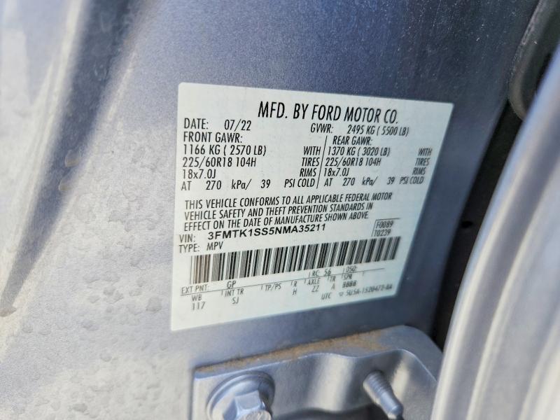 55731836 :رقم المزاد ، 3FMTK1SS5NMA35211 vin ، 2022 Ford Mustang Mach-e مزاد بيع