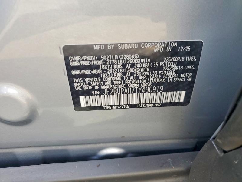 2026 Subaru Outback მანქანა იყიდება აუქციონზე, vin: JF2BUPAD7TY490919, აუქციონის ნომერი: 57430796