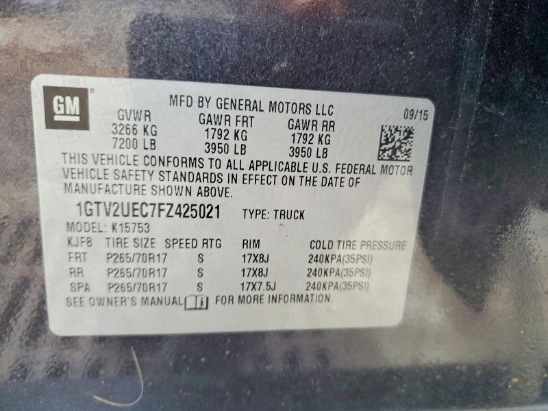 Продажа на аукционе авто 2015 Gmc Sierra, vin: 1GTV2UEC7FZ425021, номер лота: 56231326