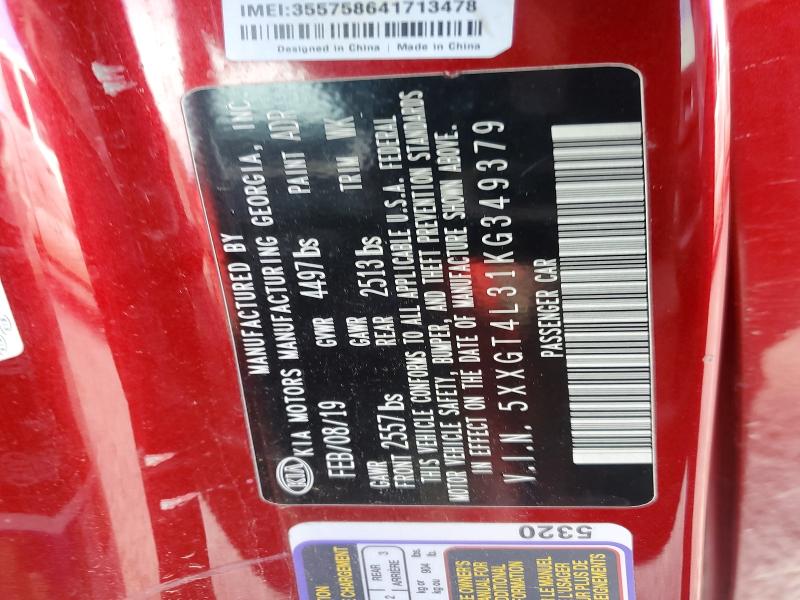 2019 Kia Optima მანქანა იყიდება აუქციონზე, vin: 5XXGT4L31KG349379, აუქციონის ნომერი: 56854236