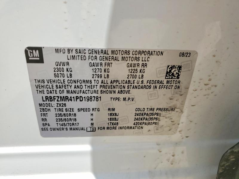 2023 Buick Envision მანქანა იყიდება აუქციონზე, vin: LRBFZMR41PD198781, აუქციონის ნომერი: 59380336