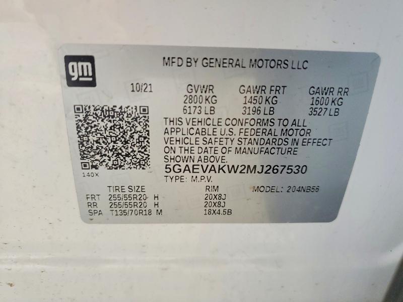 Продажа на аукционе авто 2021 Buick Enclave, vin: 5GAEVAKW2MJ267530, номер лота: 58524056