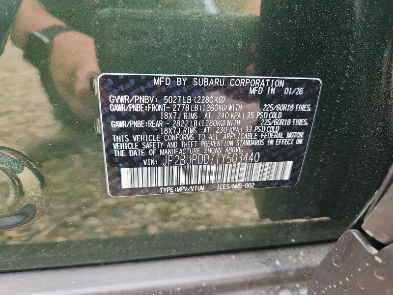 Aukcja sprzedaży 2026 Subaru Outback, vin: JF2BUPDD7TY503440, numer aukcji: 58268466