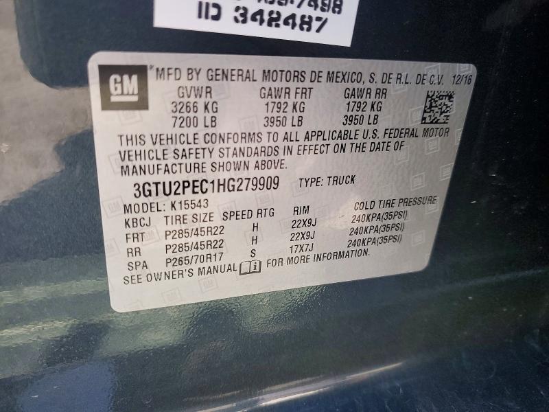 57065856 :رقم المزاد ، 3GTU2PEC1HG279909 vin ، 2017 Gmc Sierra مزاد بيع