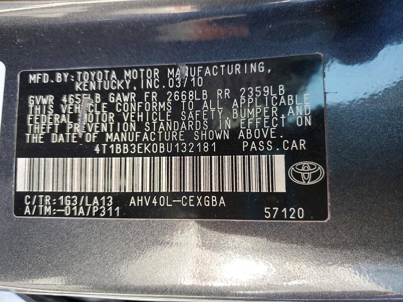 Продаж на аукціоні авто 2011 Toyota Camry, vin: 4T1BB3EK0BU132181, номер лоту: 55708196