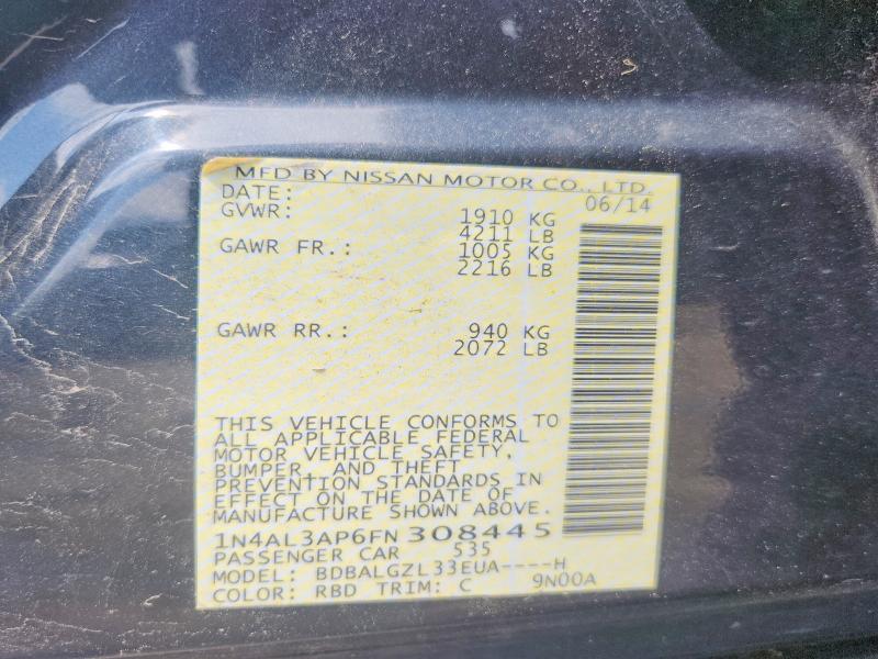 Aukcja sprzedaży 2015 Nissan Altima, vin: 1N4AL3AP6FN308445, numer aukcji: 56465116