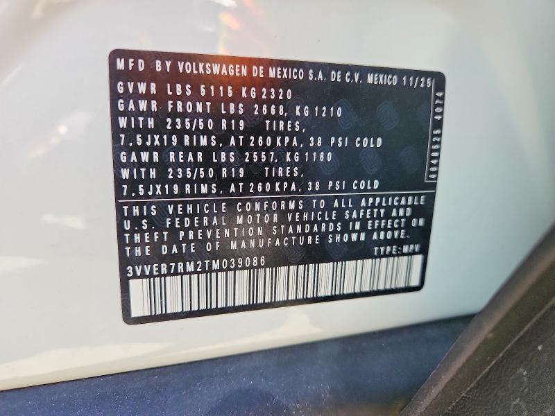 Aukcja sprzedaży 2026 Volkswagen Tiguan, vin: 3VVER7RM2TM039086, numer aukcji: 58823626
