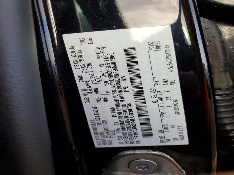 Продаж на аукціоні авто 2020 Ford Escape, vin: 1FMCU0G64LUB30738, номер лоту: 58656466
