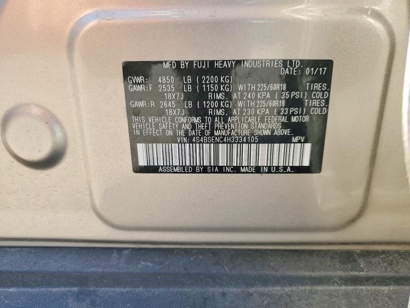 Продаж на аукціоні авто 2017 Subaru Outback, vin: 4S4BSENC4H3334105, номер лоту: 56948926